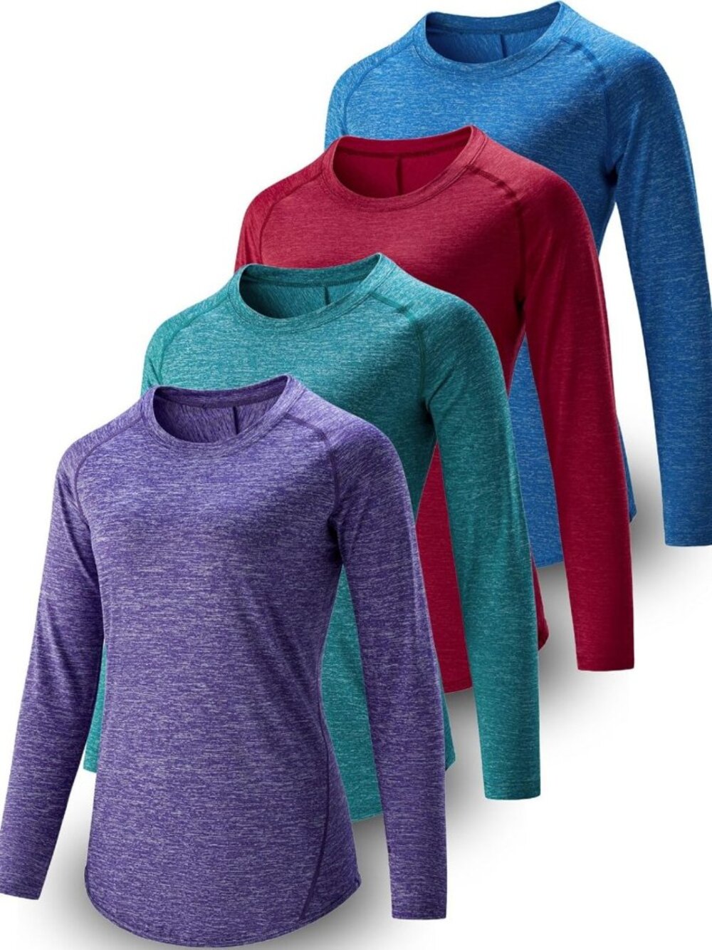 4 Pack Women's Long Sleeve Workout Tops - Breathable, Stylish Activewear